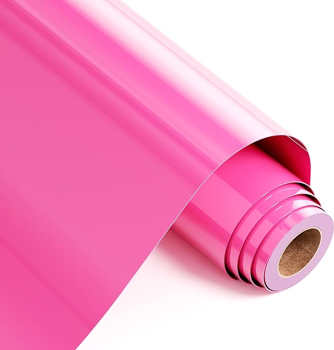 Eprcut HTV Heat Transfer Vinyl Rolls - 12" x 10ft Pink Iron on Vinyl for T Shirts, Compatible HTV with All Cutter Machines, Easy to Cut & Weed & Transfer Heat Vinyl for Craft Design,1 Roll