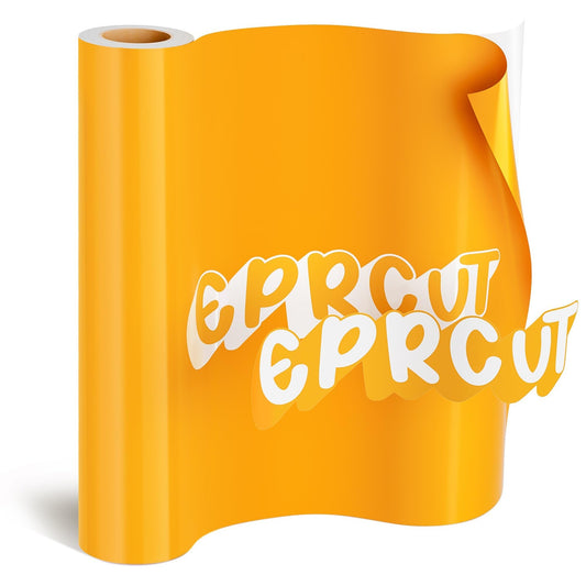 EPRCUT Yellow Permanent Vinyl, 12'' x 15FT Yellow Adhesive Vinyl Roll for Cricut, Silhouette Cameo Cutter, Glossy Yellow Vinyl for DIY Birthday Decorations, Mug, Cards, Signs, Car Decals, Wall Stickers