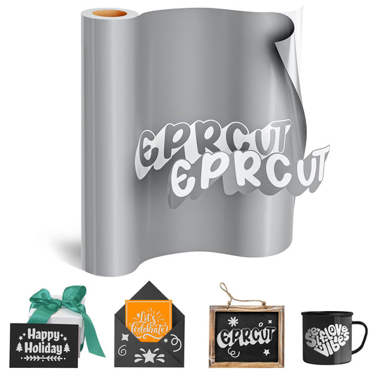 EPRCUT Grey Permanent Vinyl 12'' x 15FT roll for All Cutting Machine, Outdoor Glossy Grey Permanent Vinyl, Home DIY Craft Stickers Home Decor Wall Decals, DIY Mug